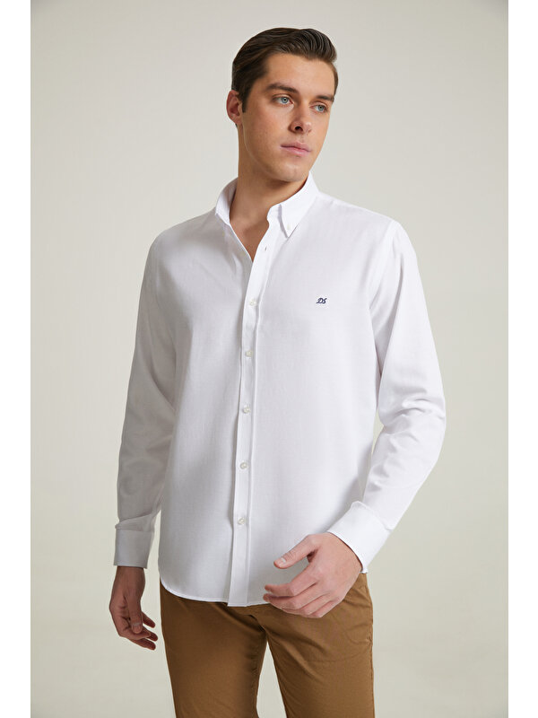D'S Damat Slim Fit Beyaz Oxford Gömlek 4HC02ORT03265