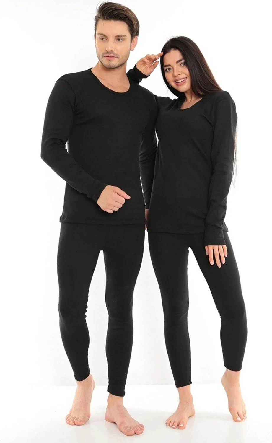 Sauna Suit Kışlık Termal Takım Polarlı İçlik ve Tayt Siyah Renkli Kalın Pamuklu Kumaş