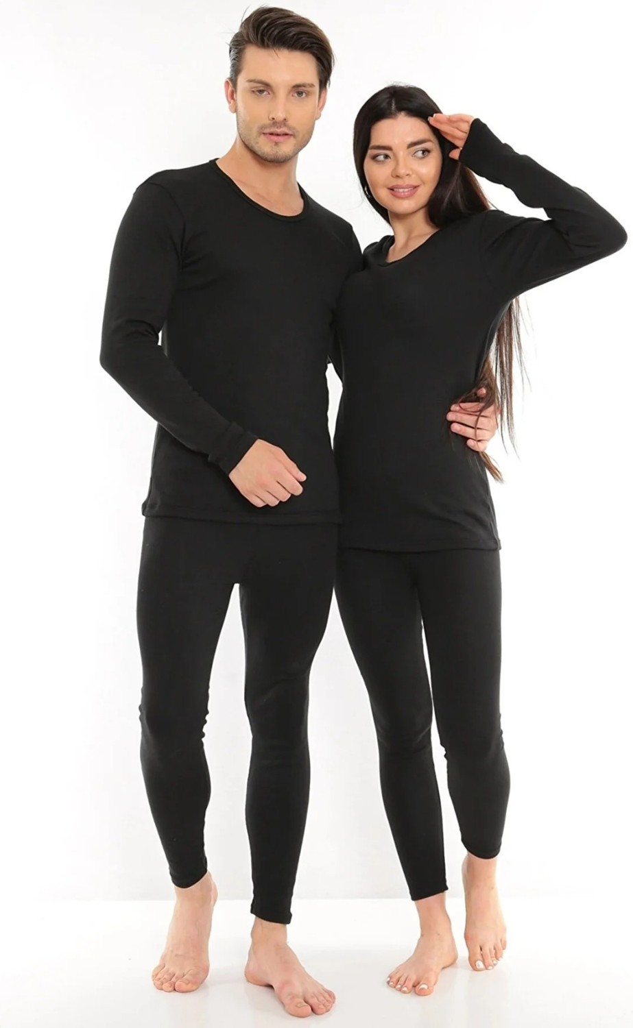 Sauna Suit Kışlık Termal Takım Polarlı İçlik ve Tayt Siyah Renkli Kalın Pamuklu Kumaş görsel 2