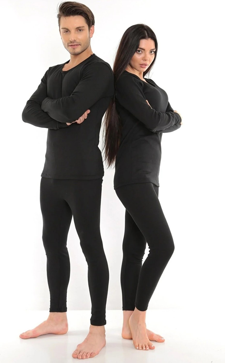 Sauna Suit Kışlık Termal Takım Polarlı İçlik ve Tayt Siyah Renkli Kalın Pamuklu Kumaş görsel 3