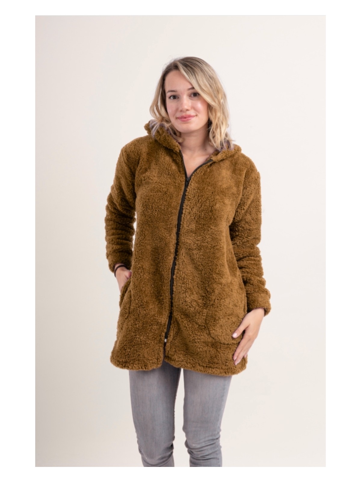 Sweet's Collection Uzun Tunik Wellsoft Peluş Kadın Tesettür Ceket - Görsel 5