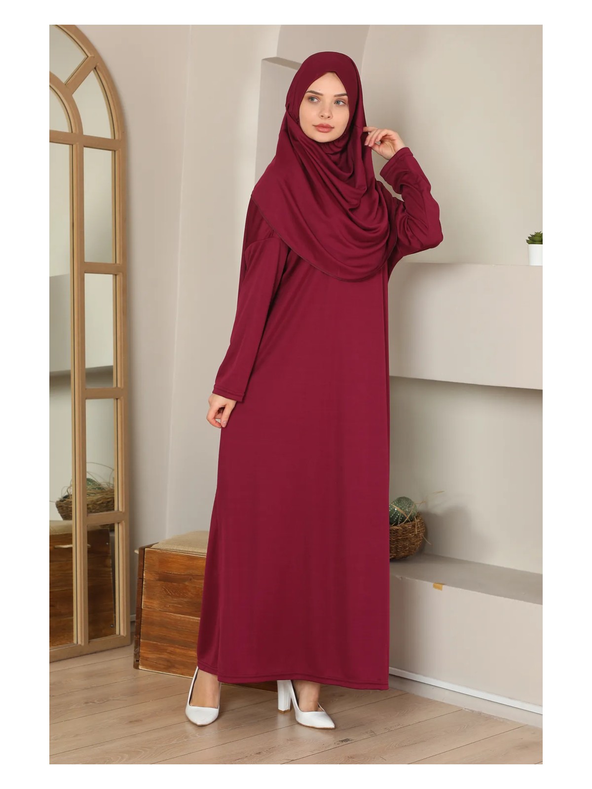 Medipek Kolay Giyilebilen Tek Parça Namaz Elbisesi Vizon - Görsel 10