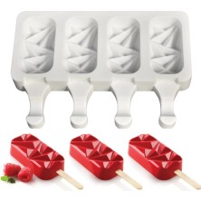 Kuadu Shop 4 Kavite Dikdörtgen Elmas Dondurma Kalıbı Çikolata Popsicle Kalıp Mousse Tatlı Kalıbı Kek Araçları (Yurt Dışından)