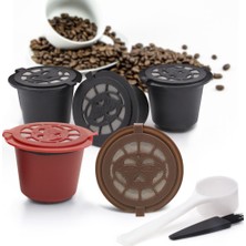 Kuadu Shop 38X38X30MM 04 Stili Pcs Kahve Kapsülü Doldurulabilir Yeniden Kullanılabilir Herbruikbare Hervulbare Nespresso Makinesi Kapsül Plastik Filtre Bardakları Kaşık Fırça (Yurt Dışından)