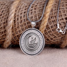 Takı925 Türk Boyları Bayrakları Hilal Kurt Model 925 Ayar Gümüş Kolye