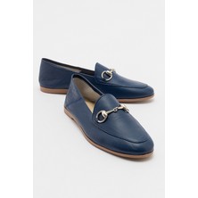 Kadınlar İçin Luvi F03 Lacivert Cilt Babet 37 Numara Konforlu Taban Tasarımı