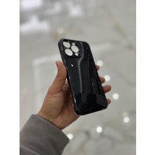 Eaksesuarnet Apple iPhone 14 Pro Max Kamera Korumalı Simli Renkli Siyah Silikon Kılıf
