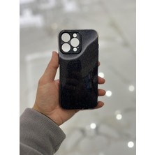 Eaksesuarnet Apple iPhone 14 Pro Max Kamera Korumalı Simli Renkli Siyah Silikon Kılıf