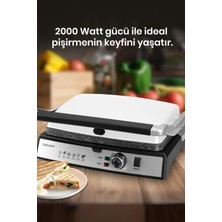 Goldmaster Tostmix Süt Beyazı Paslanmaz Çelik 2000 Watt Granit Çıkarılabilir Plakalı Tost ve Izgara Makinesi