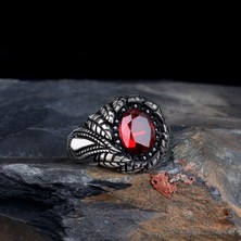 Takı925 Kırmızı Zirkon Taşlı Otantık Model 925 Ayar Gümüş Yüzük