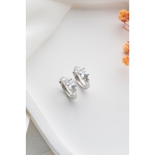 Gümüşistan 925 Ayar Gümüş Silver Kaplama Tektaş Detaylı Küpe