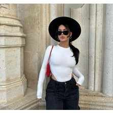 Ceyss Design Balıkçı Yaka Scuba Kumaş Uzun Kollu Bodysuit