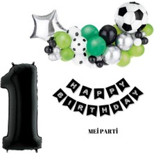 Meri Parti 1 Yaş Futbol Doğum Günü Konsept Doğum Günü Rakam Seçenekli Futbol Balon Happy Bırthday Set
