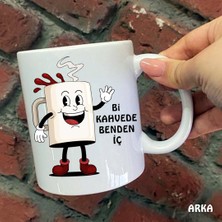 Hediyeci Abla Size Özel Bi Kahvede Benden Iç Seramik Baskılı Kupa Bardaklar