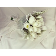 Zb Flowers Gelin buketi Solamayan  Islak Lale Buketi el Çiçeği gelin Buketi gelin Çiçeği yapay Çiçek