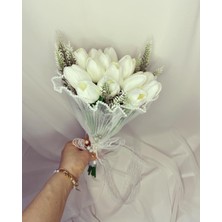 Zb Flowers Gelin buketi Solamayan  Islak Lale Buketi el Çiçeği gelin Buketi gelin Çiçeği yapay Çiçek