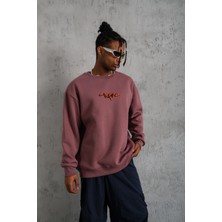 Afinya Erkek Oversize Bisiklet Yaka Baskılı Sweatshirt