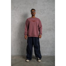 Afinya Erkek Oversize Bisiklet Yaka Baskılı Sweatshirt