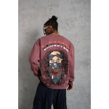 Afinya Erkek Oversize Bisiklet Yaka Baskılı Sweatshirt