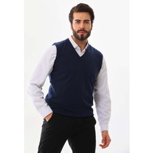 Günay Erkek V Yaka Yün Süveter 0108 Lacivert