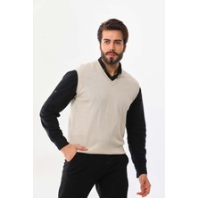 Günay Erkek V Yaka Yün Süveter 1000 Bej
