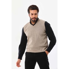 Günay Erkek V Yaka Yün Süveter 0108 Bej