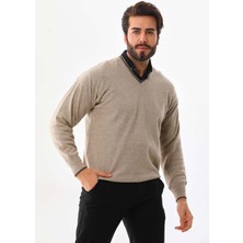 Günay Erkek V Yaka Yün Kazak 8000 Bej