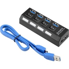 Powermaster PM-11365 4 Port Anahtarlı USB 3.0 30 cm Kablolu USB Hub Çoklayıcı