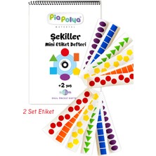 Pia Polya 2 Set Etiketli, Şekiller Mini Etiket Defteri ve Etiketleri | Okul Öncesi Defteri | Şekil Etiket