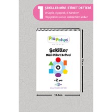 Pia Polya 2 Set Etiketli, Şekiller Mini Etiket Defteri ve Etiketleri | Okul Öncesi Defteri | Şekil Etiket