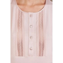 Pierre Cardin Dantelli Penye 3'lü Kadın Pijama Takımı 2800 - Pudra