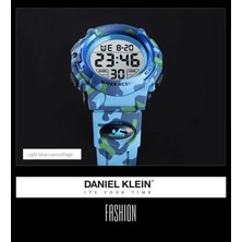 Daniel Klein 7 Farklı Işıklı, Alarmlı, Kronometreli Açık Mavi Kamuflaj Erkek Çocuk Kol Saati (8-12 Yaş)