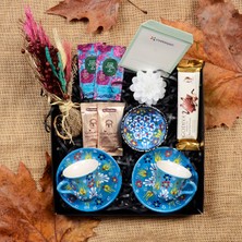 Fiorella Gift El Yapımı Çini Kahve Fincanı & Godiva Çikolata & Kahve & Mum & Kuru Buket &hediye Seti & Hediye Kutusu & Hediye Sepeti