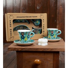 Fiorella Gift El Yapımı Çini Kahve Fincanı & Makaron & Kahve & Mum & Kuru Buket &hediye Seti & Hediye Kutusu & Hediye Sepeti