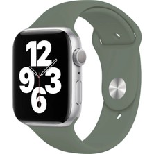 Quse Apple Watch Series SE/10/9/8/7/6/5/4/3 46mm-45mm-44mm-42mm Uyumlu M/L Spor Silikon Kordon Zeytin Yeşili