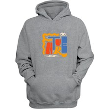 The Wert Unisex Fature, Mel Cerri Baskılı Gri Normal Kalıp Şardonlu Kalın Sweatshirt