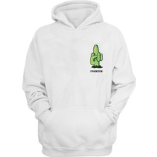 The Wert Unisex Fucktus Baskılı Beyaz Normal Kalıp Şardonlu Kalın Sweatshirt