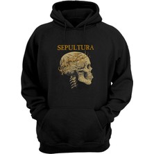 The Wert Unisex Sepultura ,skull,şeytan Baskılı Siyah Normal Kalıp Şardonlu Kalın Sweatshirt