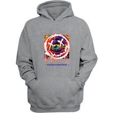 The Wert Unisex Colorful Eye Illustration Baskılı Gri Normal Kalıp Şardonlu Kalın Sweatshirt