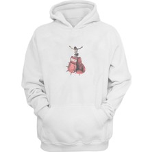 The Wert Unisex Isa Dısscus Baskılı Beyaz Normal Kalıp Şardonlu Kalın Sweatshirt