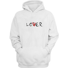 The Wert Unisex Lover Baskılı Beyaz Normal Kalıp Şardonlu Kalın Sweatshirt