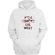 The Wert Unisex Wem Gehört Dıe Welt Baskılı Beyaz Normal Kalıp Şardonlu Kalın Sweatshirt