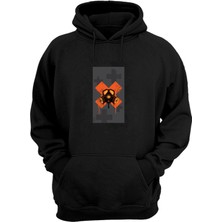 The Wert Unisex Gaz Maskesi Turuncu x Baskılı Siyah Normal Kalıp Şardonlu Kalın Sweatshirt