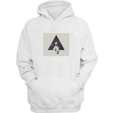 The Wert Unisex Collage, Hand Baskılı Beyaz Normal Kalıp Şardonlu Kalın Sweatshirt