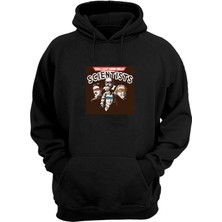 The Wert Unisex Brıllıant Mınd Nınja, Scıentısts Baskılı Siyah Normal Kalıp Şardonlu Kalın Sweatshirt