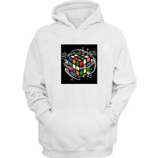 The Wert Unisex Zeka Küpü Baskılı Beyaz Normal Kalıp Şardonlu Kalın Sweatshirt