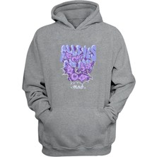 The Wert Unisex All Eyes On Me Baskılı Gri Normal Kalıp Şardonlu Kalın Sweatshirt