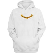 The Wert Unisex Black Panther Kolye Baskılı Beyaz Normal Kalıp Şardonlu Kalın Sweatshirt