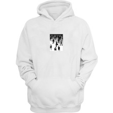 The Wert Unisex Kalabalık Içinde Yanlızlık Baskılı Beyaz Normal Kalıp Şardonlu Kalın Sweatshirt