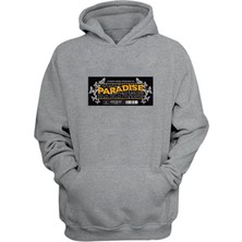 The Wert Unisex Paradise Kelebek Baskılı Gri Normal Kalıp Şardonlu Kalın Sweatshirt